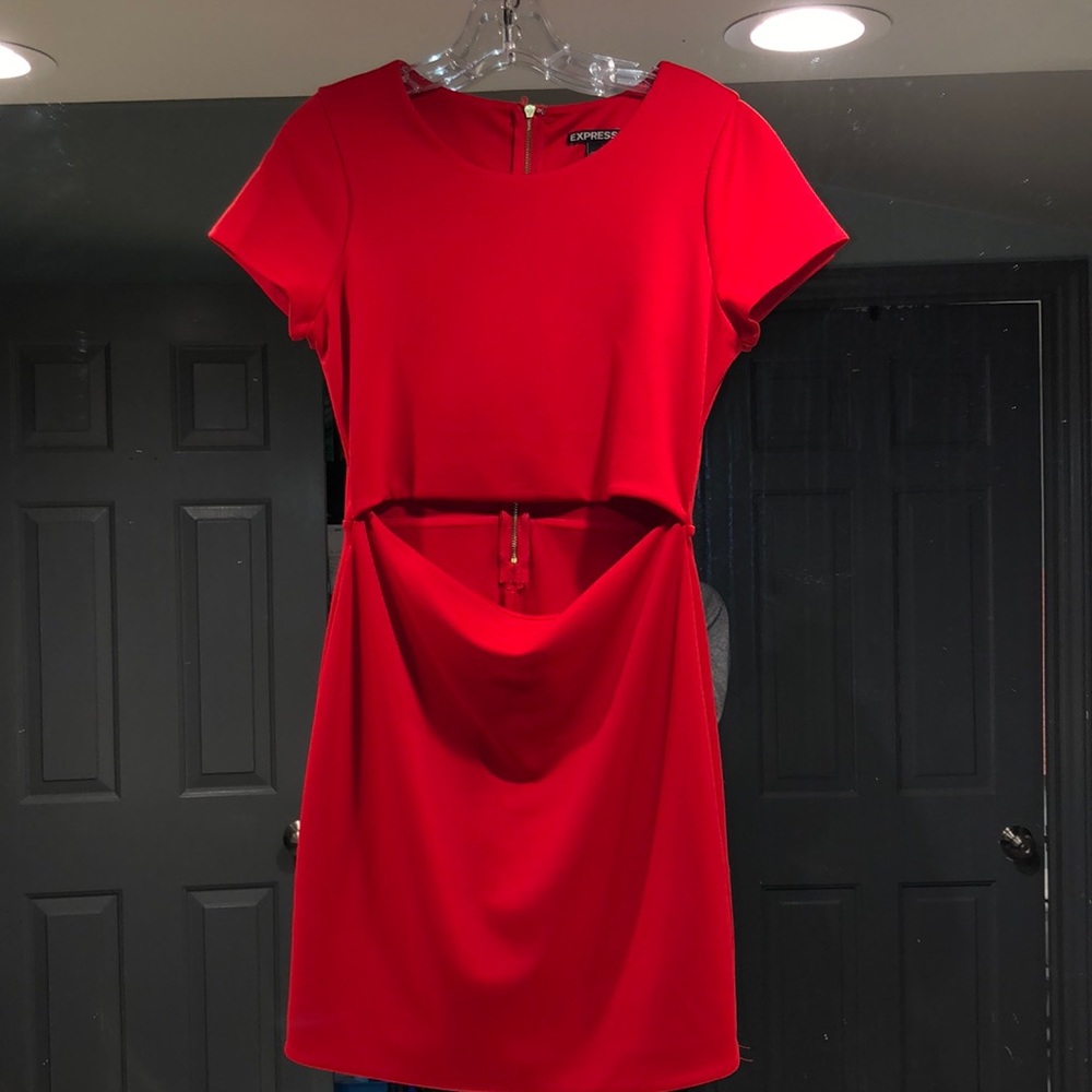 EXPRESS Red Cut Out Dress